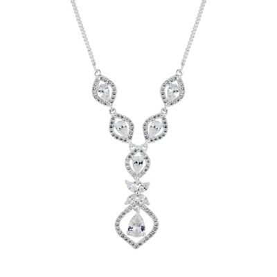 Silver floral y drop necklace